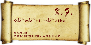 Kővári Füzike névjegykártya